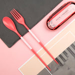 3pcs / Set Mini Outdoor Portable Travel Sets Candy Color Folding Dinner Set Student Kids Kitchen Tool