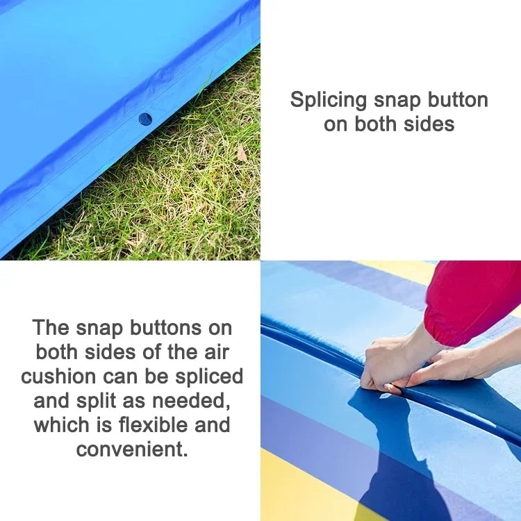 Color Matching Automatic Inflatable Outdoor Sports Double Camping Air Cushion, 190x130x3.5cm Green, 190x130x3.5cm Blue, 190x130x3.5cm Orange