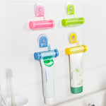 2 Pcs Creative Sucker Hangable Toothpaste Extruder with Sucker &Holder, WHITE, Blue, Green, YELLOW, Pink