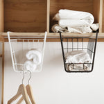 Closet Storage Rack Under The Partition Hanging Basket Storage Basket, Black, White