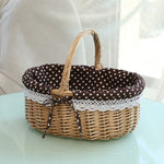 Hand-woven Picnic Basket Sackcloth Rattan Storage Basket, Small, Large
