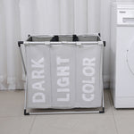 Collapsible Three Grid Dirty Clothes Laundry Hamper Organizer Home Storage Basket, 3 Grid