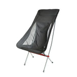 Outdoor Portable Folding Chair Ultralight Aluminum Alloy Moon Camping Beach Chair, Rice Gray Surface-Red Background, Black Surface-Red Background, Black Surface-Blue Background