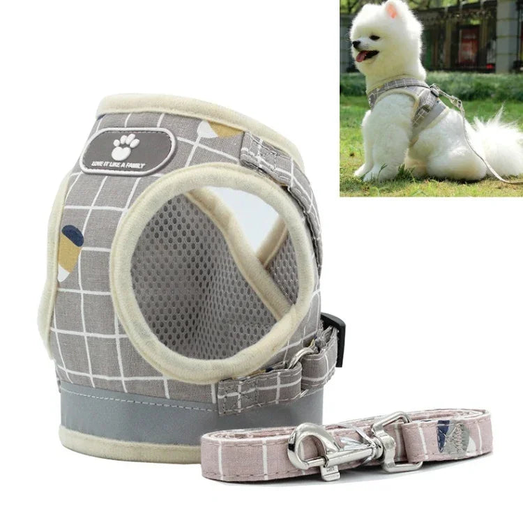 Reflective & Breathable Vest Traction Rope Pet Chest Leash, XS, S, M, XL