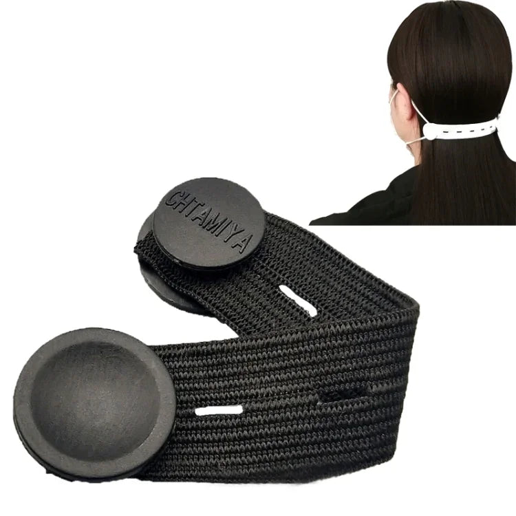 Mask Hook Adjustment Buckle Ear-Wearing Mask Anti-Squeeze Ear Lanyard Extending Ear Rope, White, Black