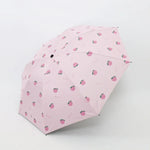 Small Fresh Sun Umbrella Female Sun Umbrella Student Vinyl Three-Fold Simple Dual-Use Sun Umbrella, Avocado Green, Avocado White, Avocado Pink, Strawberry White, Strawberry Pink, Peach White, Peach Pink