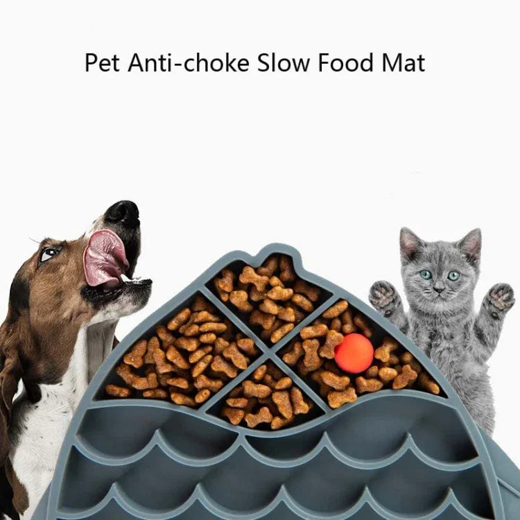 Pet Cats and Dogs Silicone Slow Food Mat Anti-choke Bowl, Fish Type, Claw Type, Flower Type