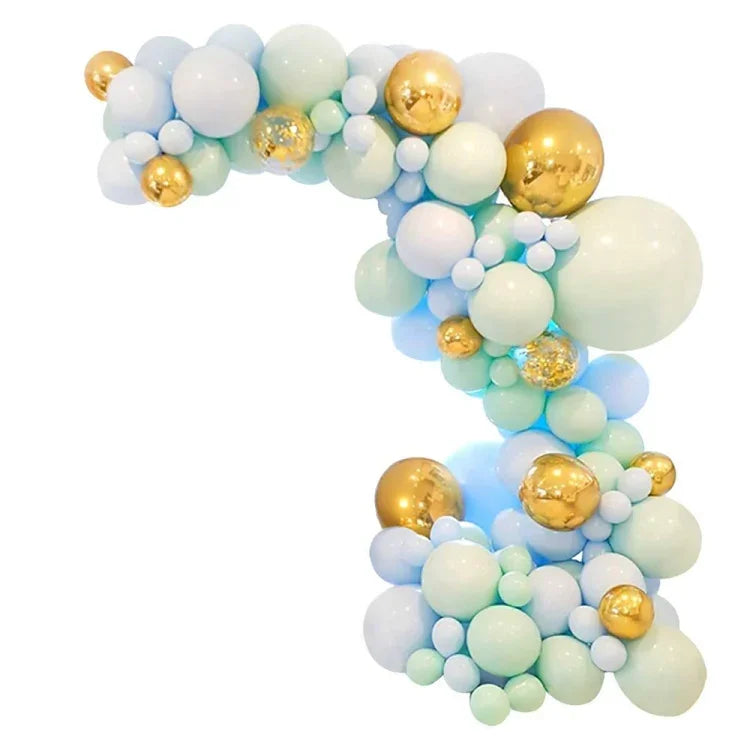 Macaron Green And Blue Balloon Chain Package Birthday Wedding Party Background Wall Decoration Balloon Combination, Macaron Decoration Balloon Combination