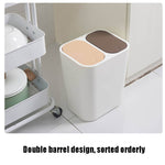Dry And Wet Classification Press Trash Can Household Kitchen Paper Basket, Blue, White, Gray, Beige