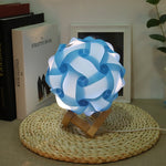 Creative Bedroom Bedside Night Light USB Round Romantic Room Decoration Lamp with Wood Base, DIY Material Kit, Finished Product