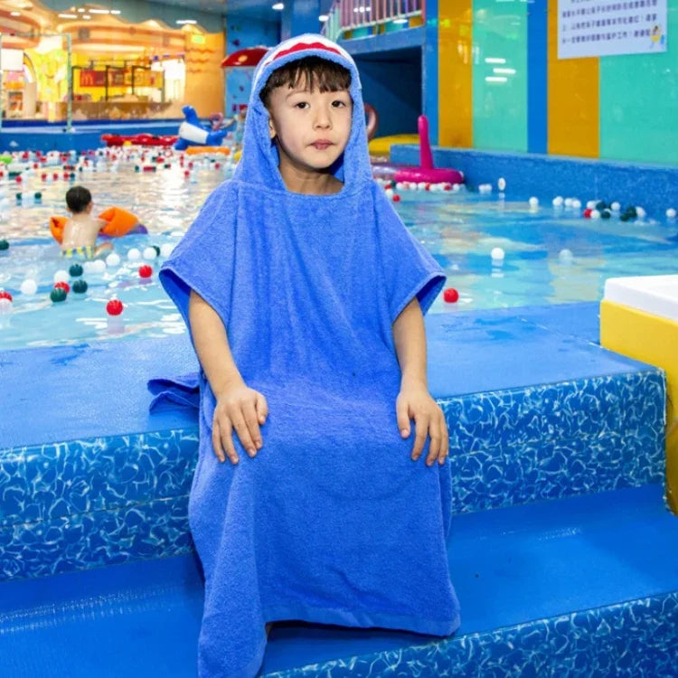Cotton Cloak Home Bathroom Lengthen Children Wearable Bath Towel 70 cm, Pink Unicorn DP19S-4, Green Crocodile DP19S-5, Blue Shark DP19S-6