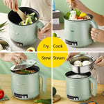 Multi-Function Electric-Cooker Mini Dormitory Student Cooking Rice Stir Frying Non-Stick Pot, 110V US Plug, White Manual Single Pot, White Manual Style with Steaming Grid, White Smart Single Pot, White Smart With Steaming Grid, Green Manual Single Pot