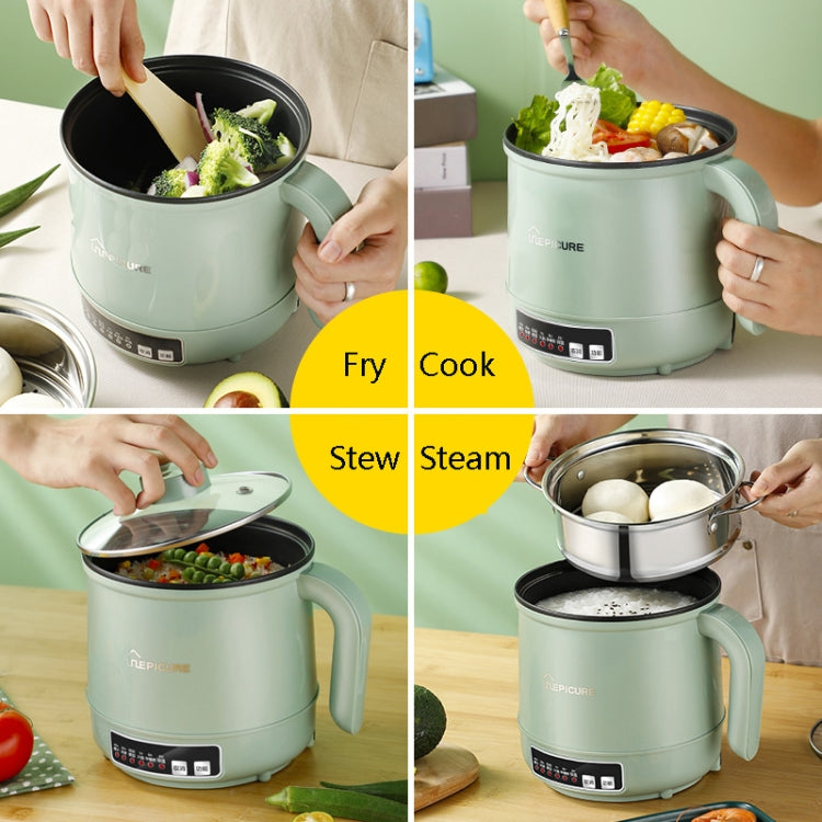 Multi-Function Electric-Cooker Mini Dormitory Student Cooking Rice Stir Frying Non-Stick Pot, 110V US Plug, White Manual Single Pot, White Manual Style with Steaming Grid, White Smart Single Pot, White Smart With Steaming Grid, Green Manual Single Pot