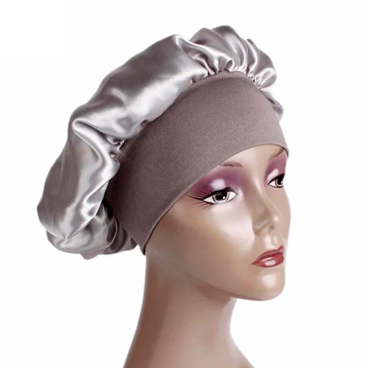 2 PCS TJM-301 Night Cap With Wide Brim And Elasticity Headband Ladies Chemotherapy Cap Hair Care Hat, M 56-58cm