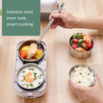Lunch Box With Electric Heating And Heat Preservation Can Be Plugged In Barrel Office Worker Rice Cooker, EU Plug Double-gut