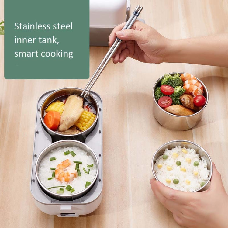 Lunch Box With Electric Heating And Heat Preservation Can Be Plugged In Barrel Office Worker Rice Cooker, EU Plug Double-gut