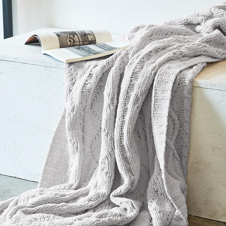 Home Soft Decoration Chenille Knitted Leisure Blanket Sofa Air Conditioning Blanket Car Blanket, 130x180cm