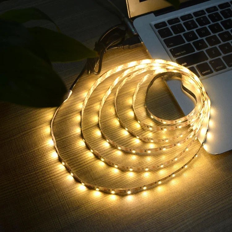 USB Power SMD 2835 Epoxy LED Strip Light Christmas Desk Decor Lamp for TV Background Lighting, 1m, 5m