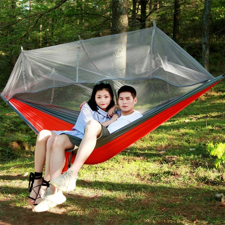 1-2 Person Outdoor Mosquito Net Parachute Hammock Camping Hanging Sleeping Bed Swing Portable  Double  Chair, 260 x 140cm, 260x140cm Blue Grey, 260x140cm Pink, 260x140cm Pink Blue, 260x140cm Green, 260x140cm Yelliw Green, 260x140cm Dark Blue