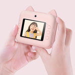 P1 No Card Children Instant Camera 1200W Front And Rear Dual-Lens Mini Print Photographic Digital Camera Toy(Green Dinosaur), Green Dinosaur No Card, Pink Cat No Card, Green Dinosaur 16GB, Pink Cat 16GB, Green Dinosaur 32GB, Pink Cat 32GB