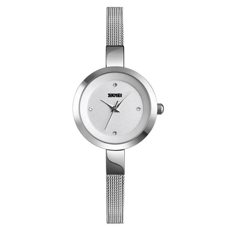 SKMEI 1390 Ladies Business Casual Watch Steel Band Lightweight Quartz Watch, Rose Gold, Golden, Silver