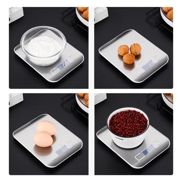 Stainless Steel Small Food Electronic Scale Kitchen Portable Baking Electronic Scale, 5kg/1g (Battery Model White), 5kg/1g (Battery Model Black), 10kg/1g (Battery Model White), 5kg/1g (Rechargeable White), 10kg/1g (Rechargeable White)                  ...