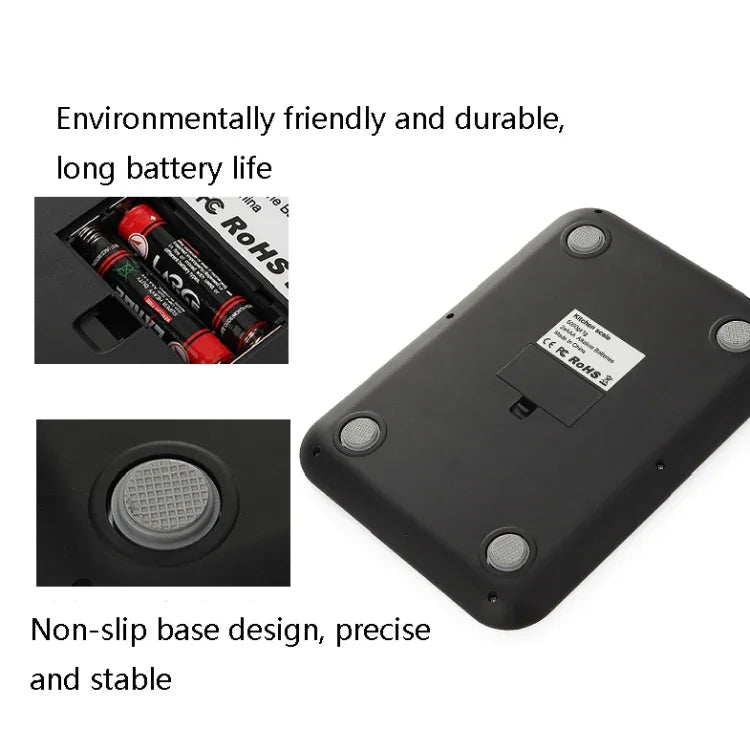 Small Kitchen Food Scale Stainless Steel Electronic Kitchen Scale, 5kg/1g (Black), 10kg/1g (Black), 5kg/1g (White), 10kg/1g (White)