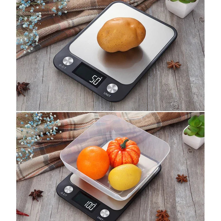 Small Kitchen Food Scale Stainless Steel Electronic Kitchen Scale, 5kg/1g (Black), 10kg/1g (Black), 5kg/1g (White), 10kg/1g (White)