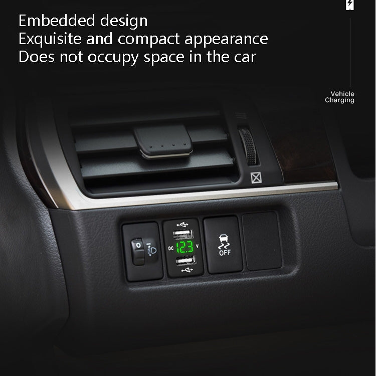 Car Charger Original Hole Non-Destructive Modification Of Dual Usb Car Charger With Line Suitable For Toyota, FTWU Red Light, FTWU Green Light, FTWU Blue Light, FTWUX Red Light, FTWUX Green Light, FTWUX Blue Light