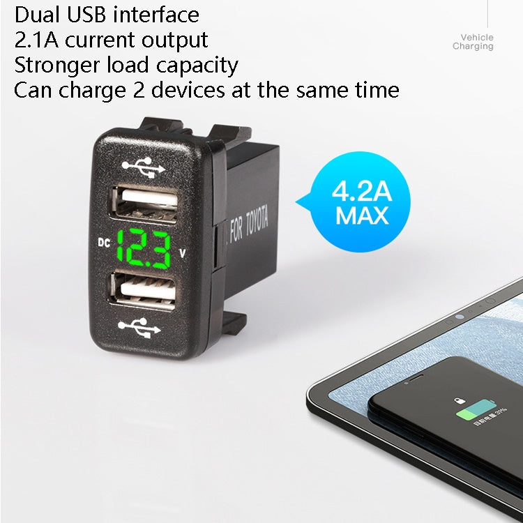 Car Charger Original Hole Non-Destructive Modification Of Dual Usb Car Charger With Line Suitable For Toyota, FTWU Red Light, FTWU Green Light, FTWU Blue Light, FTWUX Red Light, FTWUX Green Light, FTWUX Blue Light