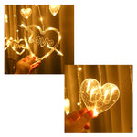 LED Heart-Shaped Decorative Lights Curtain Lights Holiday Dress String Lights, EU Plug, Warm White Light, Colorful Light
