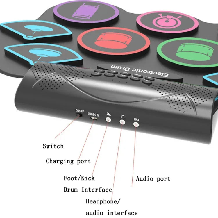 MD862M Bluetooth Drum Set For Beginners Learn To Play Portable Electronic Drums, MD862M