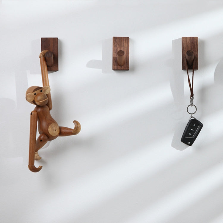 Solid Wood Punch-Free Entrance Behind The Door On The Wall Sticky Hook Clothes Hook Beech Wood, Black Walnut