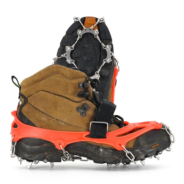 13 Teeth Outdoor Stainless Steel Mountaineering Climbing Crampons Trekking Non-Slip Shoe Covers, Size:, 13 Teeth M（Orange）