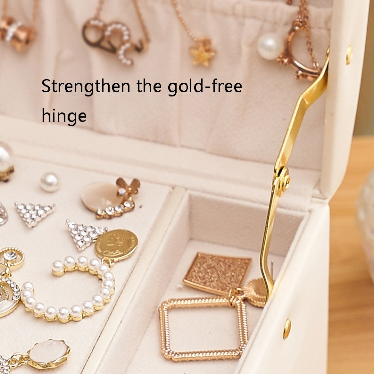 Three-Layer Leather Drawer Type Jewelry Storage Box Earrings Box With Lock, Three-Layer (Navy Blue), Three-Layer (Creamy White), Three-Layer (Dark Green)