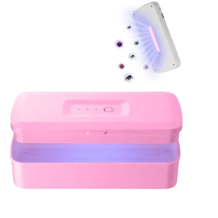 907 Mobile Phone Sterilization Box Ultraviolet Handheld Sterilizer Multifunctional Intelligent Sterilization Machine, White, Pink