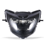 Motorcycle LDE Retro Headlights LED Far Near Beam Lights For Yamaha LC135 V2-V6, Transparent Glass, Smoked Glass