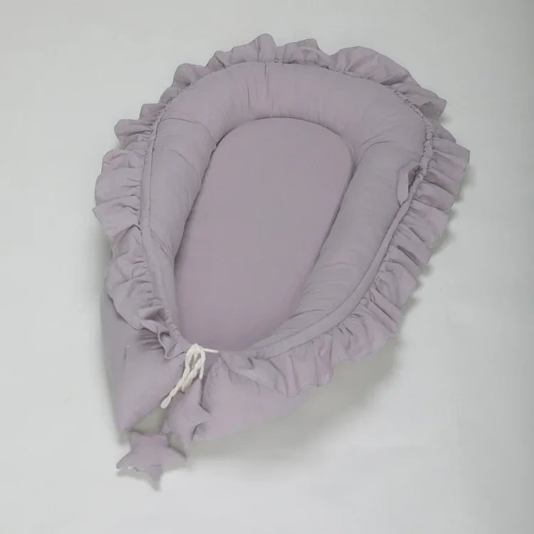 Lace Cotton Baby Uterus Bionic Bed Portable Newborn Bed Mat, Pink, Beige, Gray, Blue-green