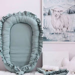 Lace Cotton Baby Uterus Bionic Bed Portable Newborn Bed Mat, Pink, Beige, Gray, Blue-green
