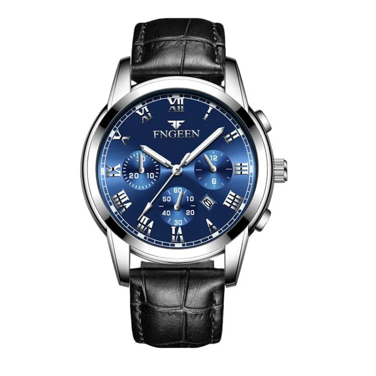FNGEEN 4006 Men Automatic Mechanical Watch Waterproof Quartz Watch, Gold Blue Surface, Gold Black Surface, Gold White Surface, White Steel White Surface, White Steel Black Surface, White Steel Blue Surface, Black Steel Black Surface