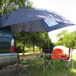 LADUTA Outdoor Self-Driving Tour Barbecue Camping Car Side Tent Car Tail Extension Tent Supplies, Grey Blue, Painted Silver