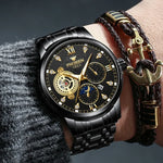 FNGEEN 2166 Men Three-eye Hollow Quartz Watch Student Sports Electronic Watch, Black Steel Black Surface Gold Nails, Between Gold Black Surface, Between Gold Blue Surface, Between Gold White Surface, White Steel White Surface, White Steel Blue Surface