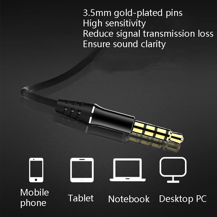In-Ear Earphone Bass Mobile Phone Game Sports Wired Headset, Black, Silver