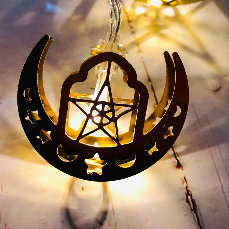 Eid Al-Fitr LED Star and Moon String Lights Ramadan Festival Decoration Lamp, 1.65m 10 LEDs, 3m 20 LEDs