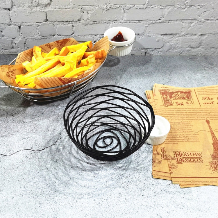 Wrought Iron Fruit Portable Storage Basket Bread French Fries Fried Snacks Portable Basket, Double Cup Egg-shaped, Double Cup Round, Single Cup Boat, Square Short Basket, Rectangular Short Basket, Large Round Wire, Small Round Wire, Large Messy Wire