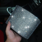 Car-Studded Trash Can Personality Car Hanging Trash Bag Multi-Function Car Storage Box, Colorful Diamonds, White Diamonds