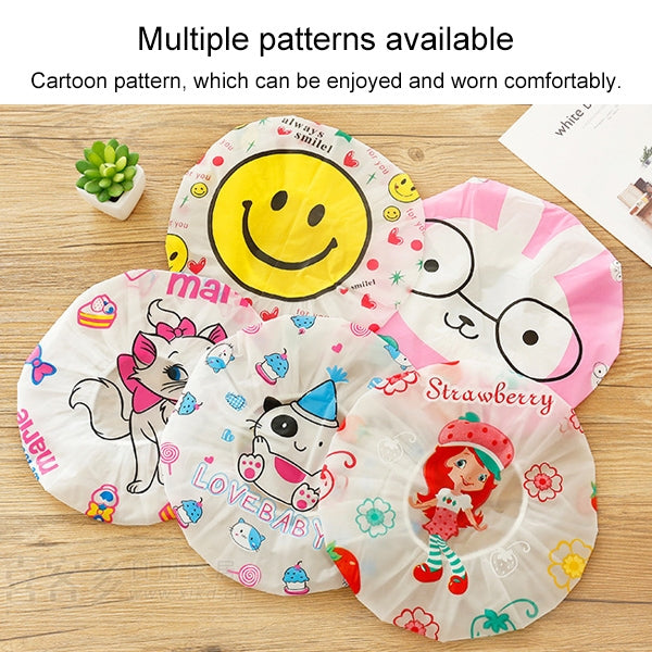 3 PCS Cute Cartoon Shower Bath Cap Saunas Lace Elastic Band Cap Hair Protective Cap, 3 PCS Pink Rabbit