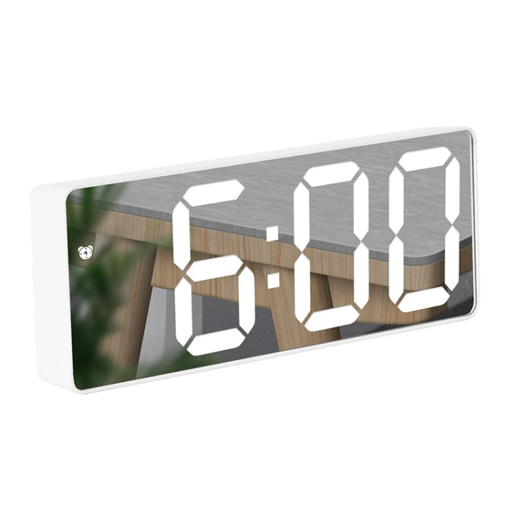 Mirror Bedside Alarm Clock Battery Plug-In Dual-Purpose LED Clock, Arc-shaped Black Shell (Mirror White Light), Rectangular Black Shell (Mirror White Light), Arc-shaped Black Shell (Black Surface White Light)                                            ...