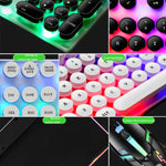 LIMEIDE GTX300 104 Keys Retro Round Key Cap USB Wired Mouse Keyboard, Cable Length: 1.4m, Punk Single Keyboard White, Punk Single Keyboard  Black, Punk Set White, Punk Set Black