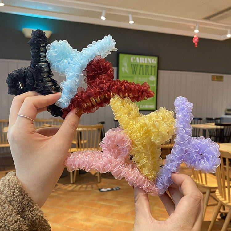Resin Material Spring Hair Clip, Colour: 25 Yellow Net Yarn, 20 Black Net Yarn, 21 Pink Net Yarn, 22 Lake Blue Net Yarn, 23 Light Purple Net Yarn